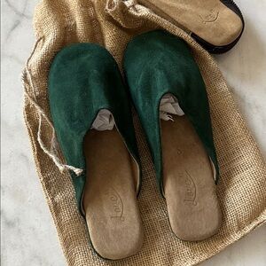 BRAD NEW* Love 41-Saddleback Leather Green Suede Slip-On Shoes